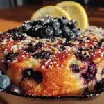 moist blueberry lemon ricotta skillet cake - featured image