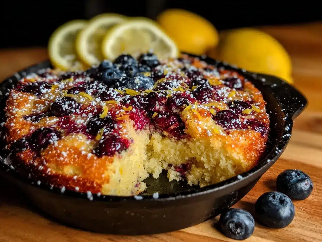moist blueberry lemon ricotta skillet cake preparation steps