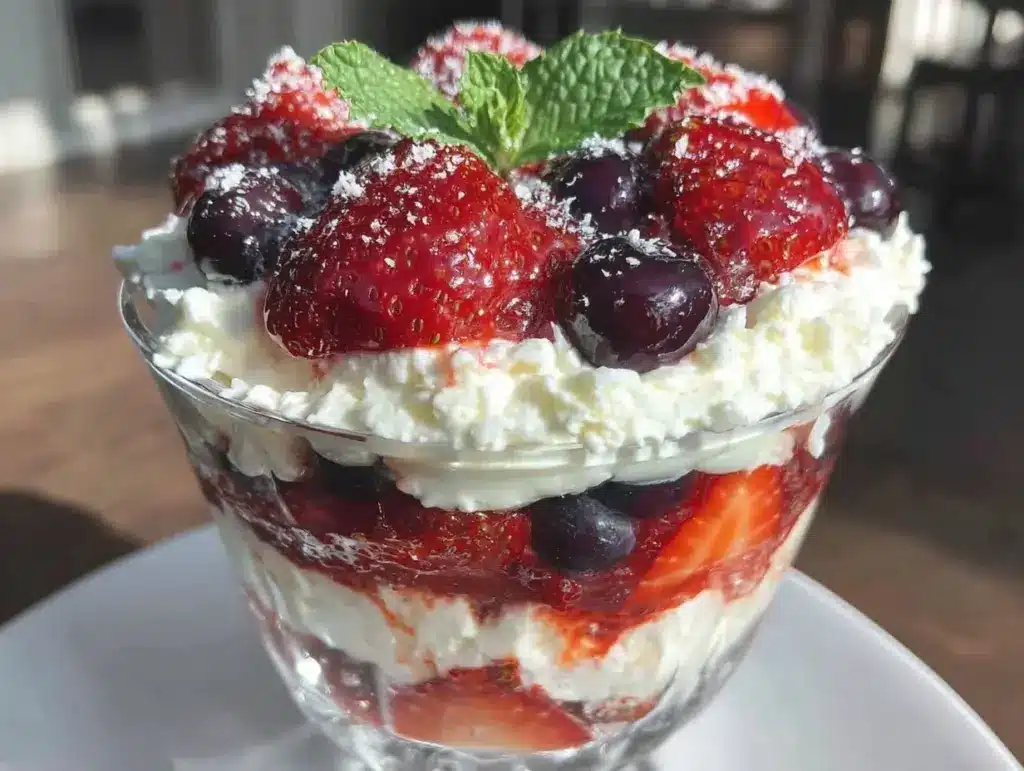 no bake red white and blue cheesecake trifle - featured image