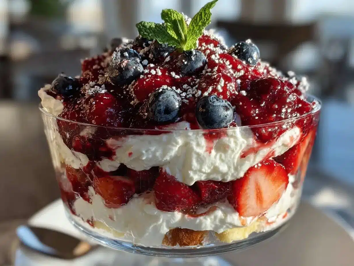 no bake red white and blue cheesecake trifle preparation steps