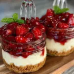 no-bake strawberry cheesecake jars - featured image