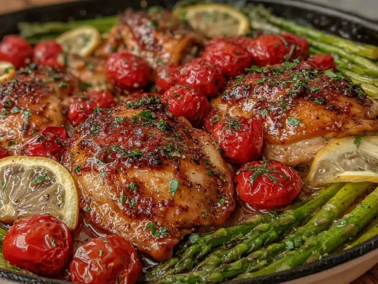 one-pan lemon asparagus chicken preparation steps