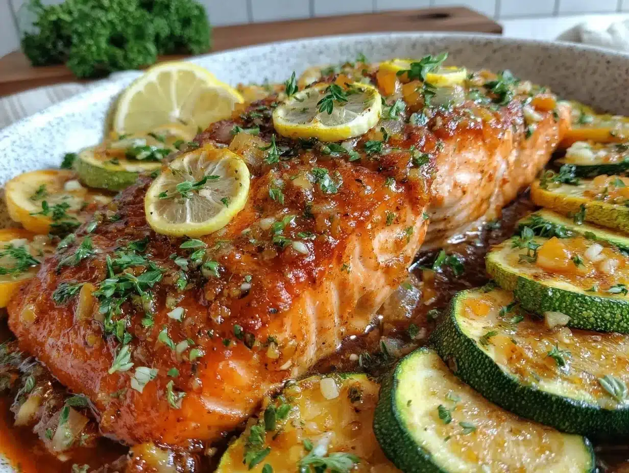 one-pan lemon garlic salmon preparation steps