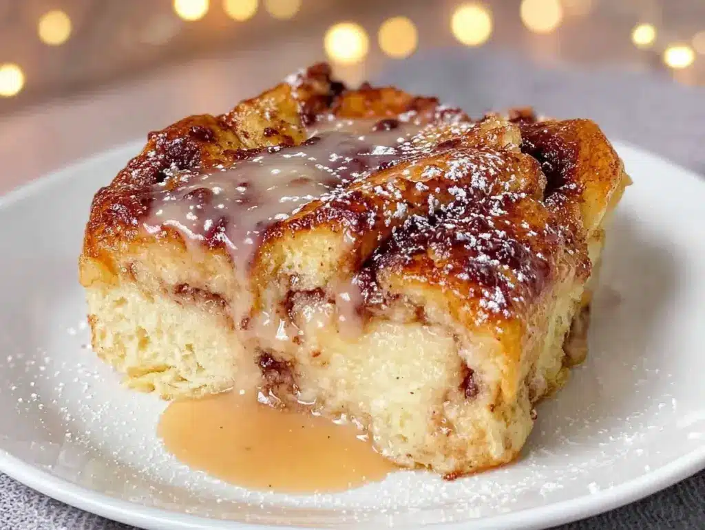 overnight cinnamon roll french toast bake - featured image