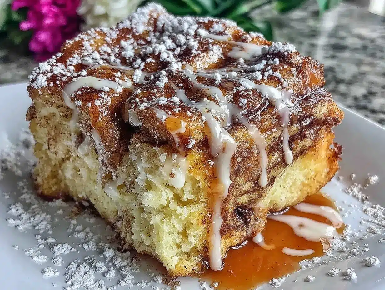 overnight cinnamon roll french toast bake preparation steps