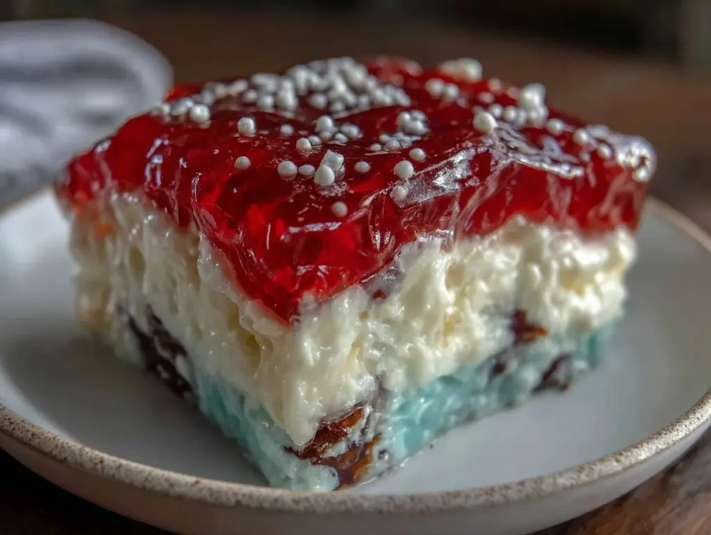 patriotic jello poke cake - featured image
