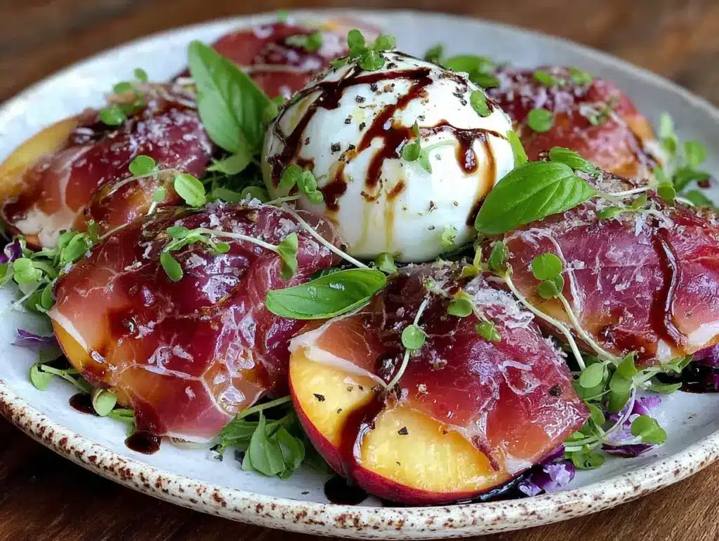 peach burrata salad - featured image
