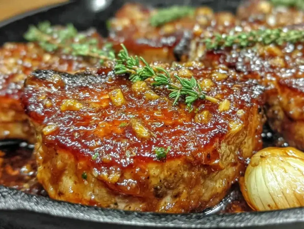 quick honey garlic pork chops - featured image