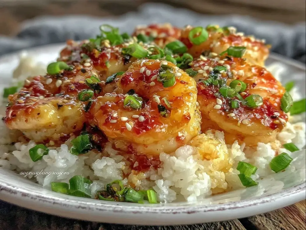 quick honey sriracha shrimp - featured image