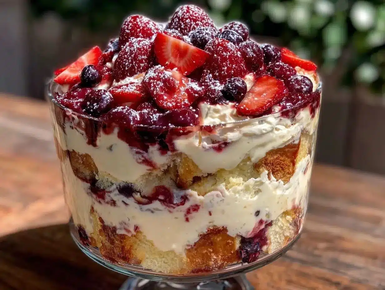 red white and blue strawberry shortcake trifle preparation steps