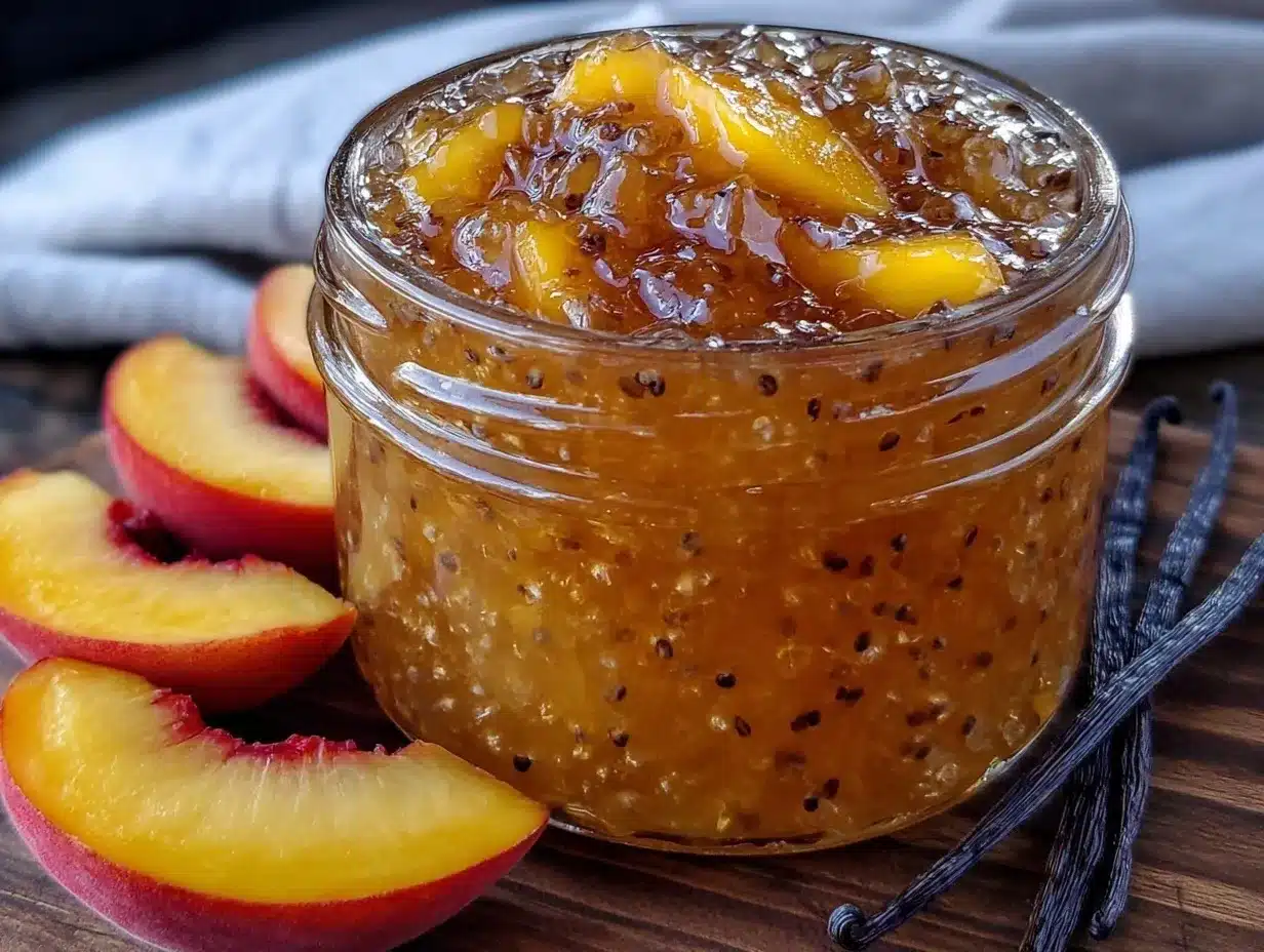 small batch vanilla bean peach jam preparation steps
