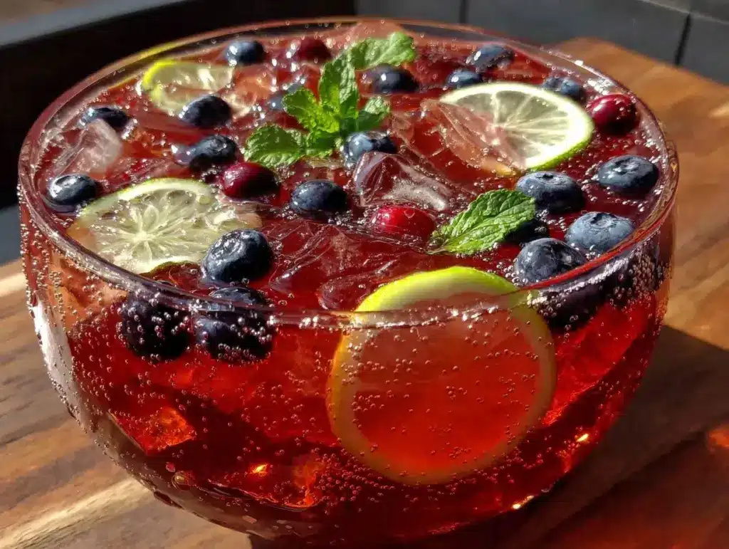 sparkling red white and blue lemonade punch - featured image