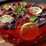 sparkling red white and blue lemonade punch - featured image