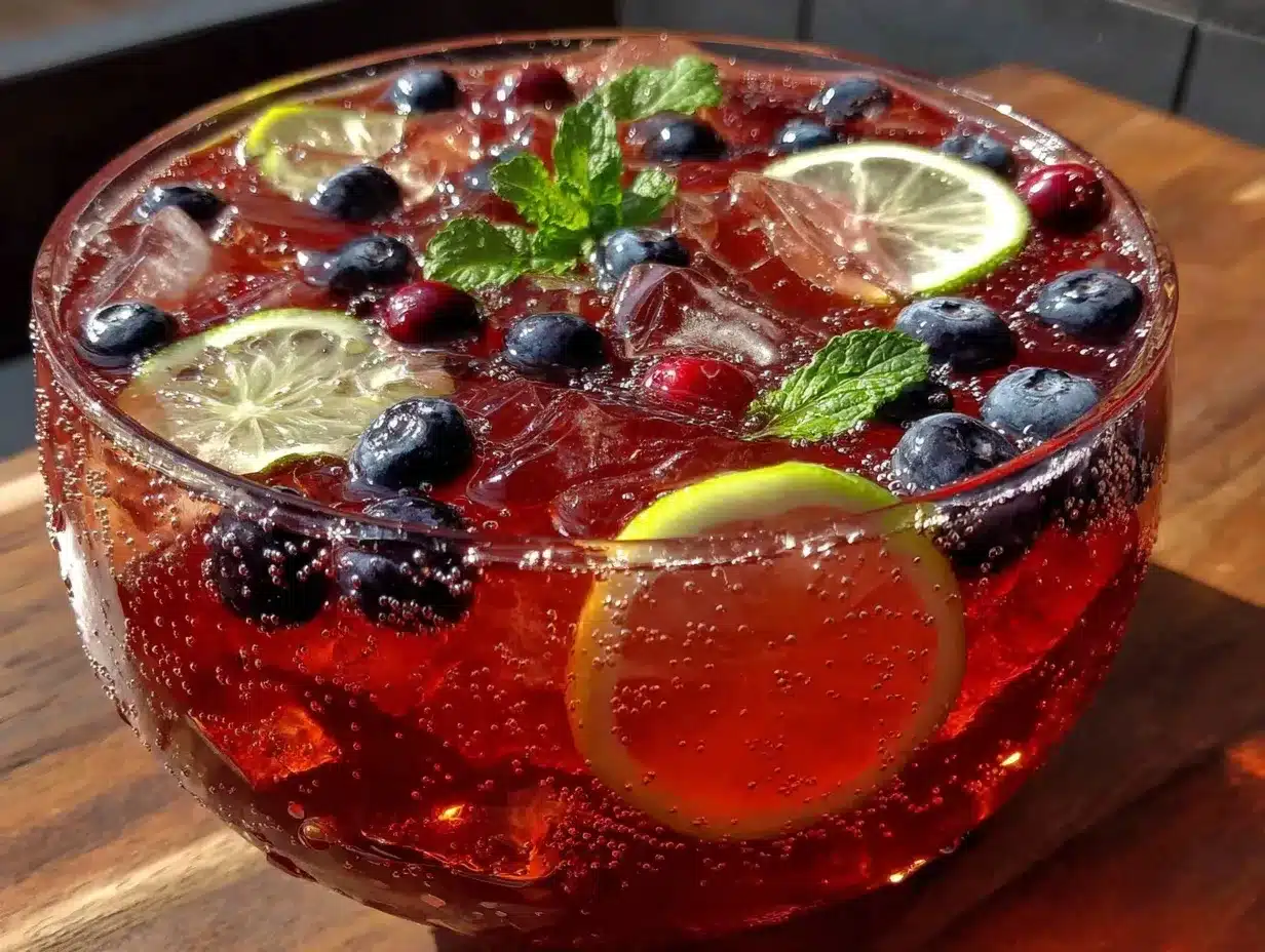 sparkling red white and blue lemonade punch preparation steps
