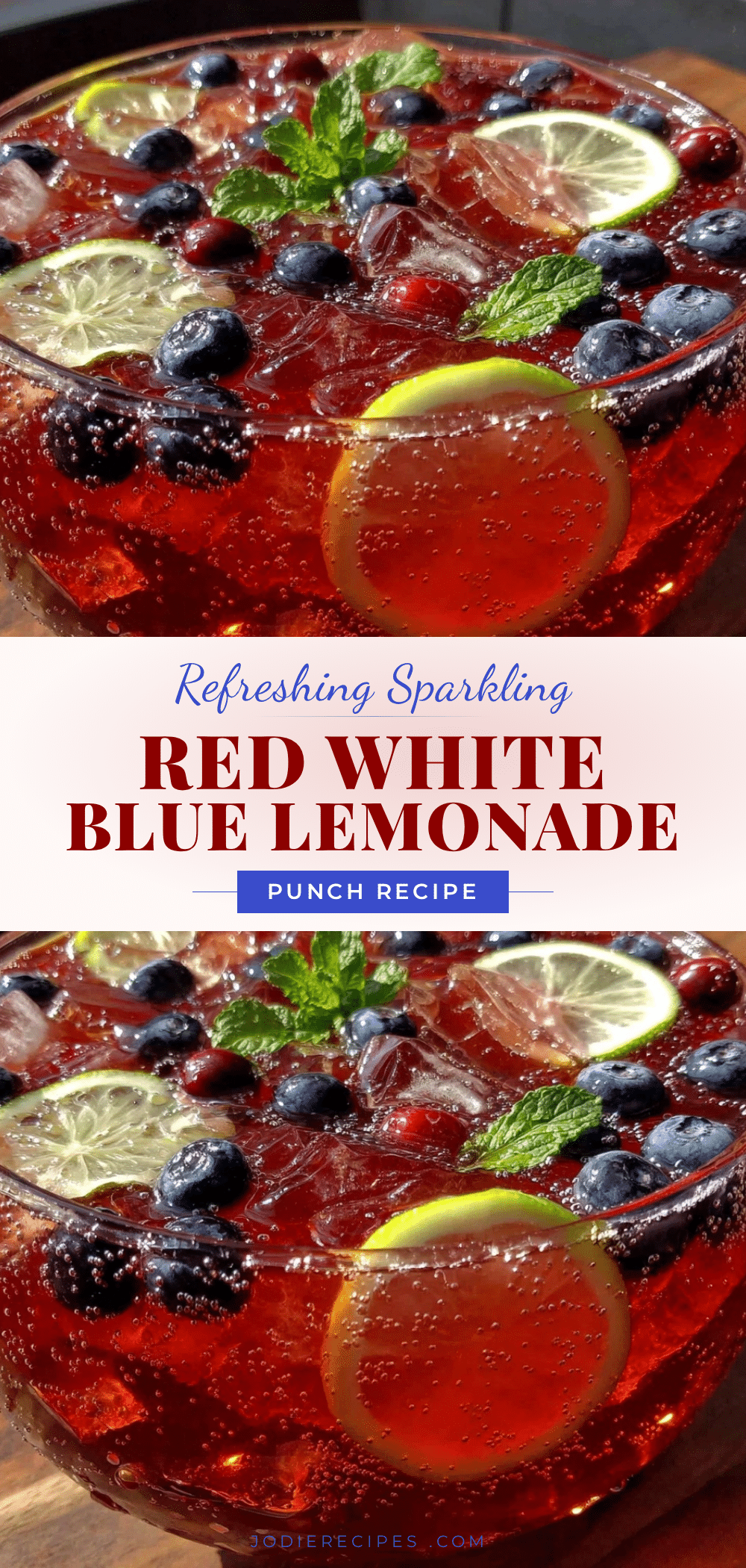 sparkling red white and blue lemonade punch recipe