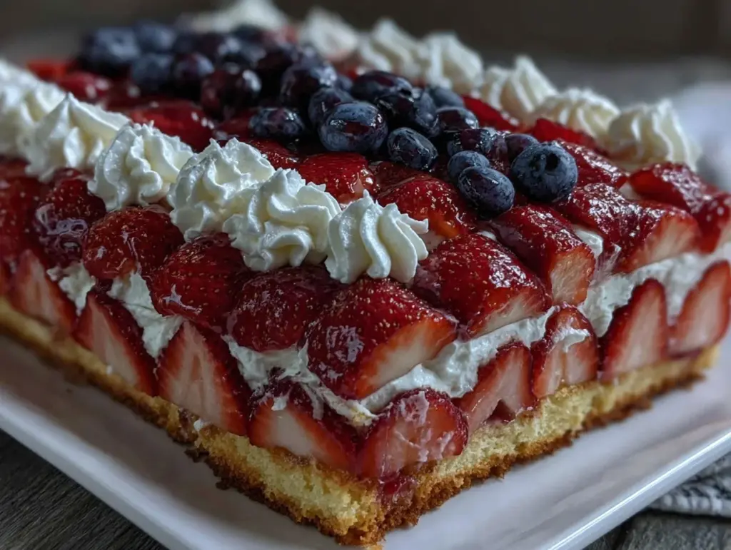 Stars and Stripes Strawberry Flag Cake - featured image