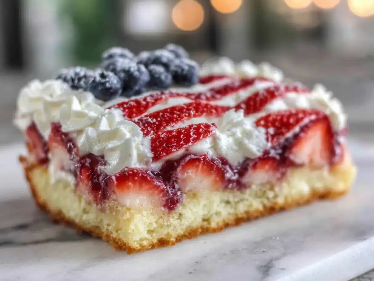 Stars and Stripes Strawberry Flag Cake preparation steps