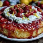 strawberry lemon poke cake - featured image