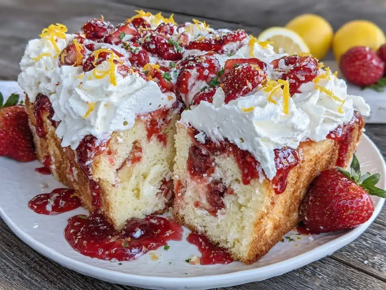 strawberry lemon poke cake preparation steps