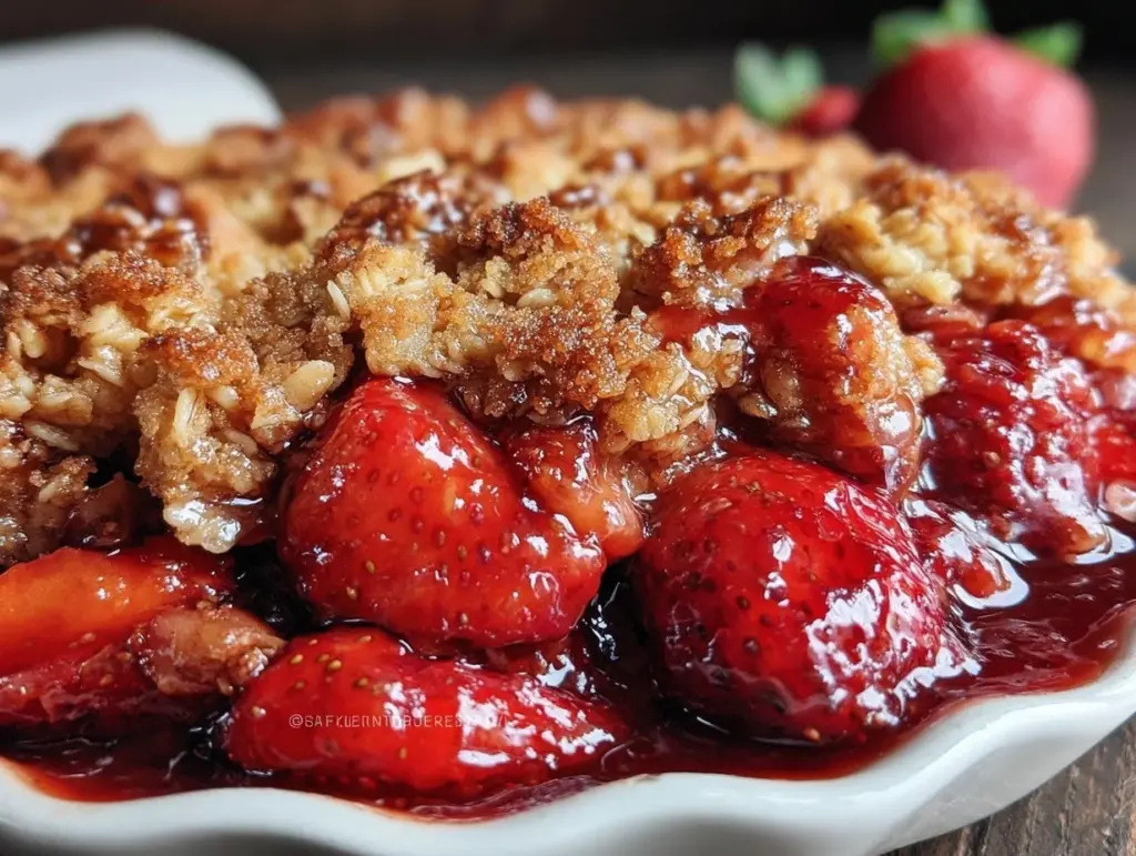 strawberry rhubarb crisp - featured image