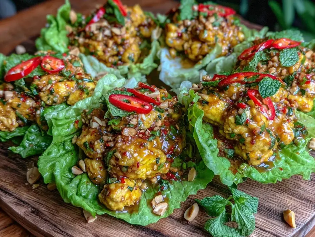 thai lettuce wrap chicken - featured image