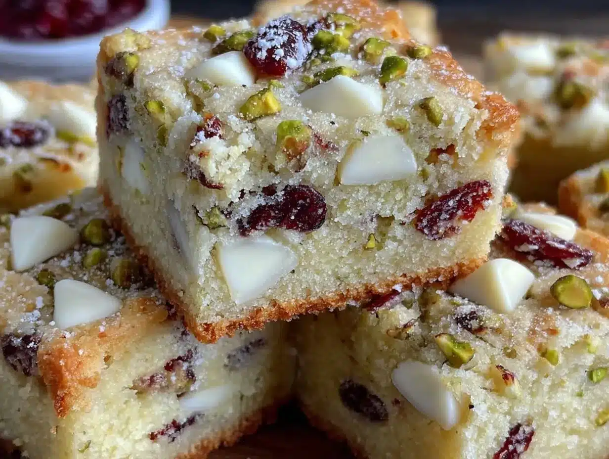 white chocolate cranberry pistachio shortbread preparation steps