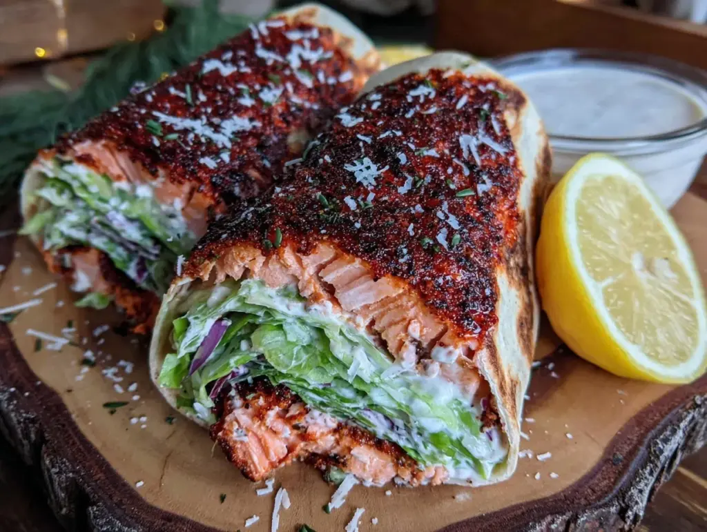 Blackened Salmon Caesar Wraps - featured image
