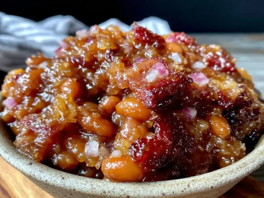 brown sugar bourbon baked beans - featured image