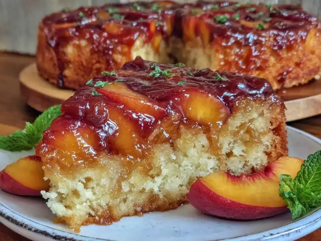 caramelized peach upside-down cake - featured image
