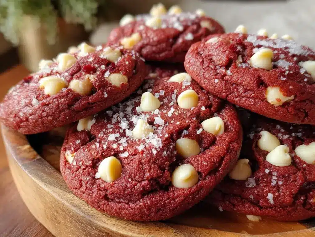 chewy red velvet white chocolate chip cookies - featured image