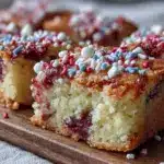chewy stars and stripes sugar cookie bars - featured image