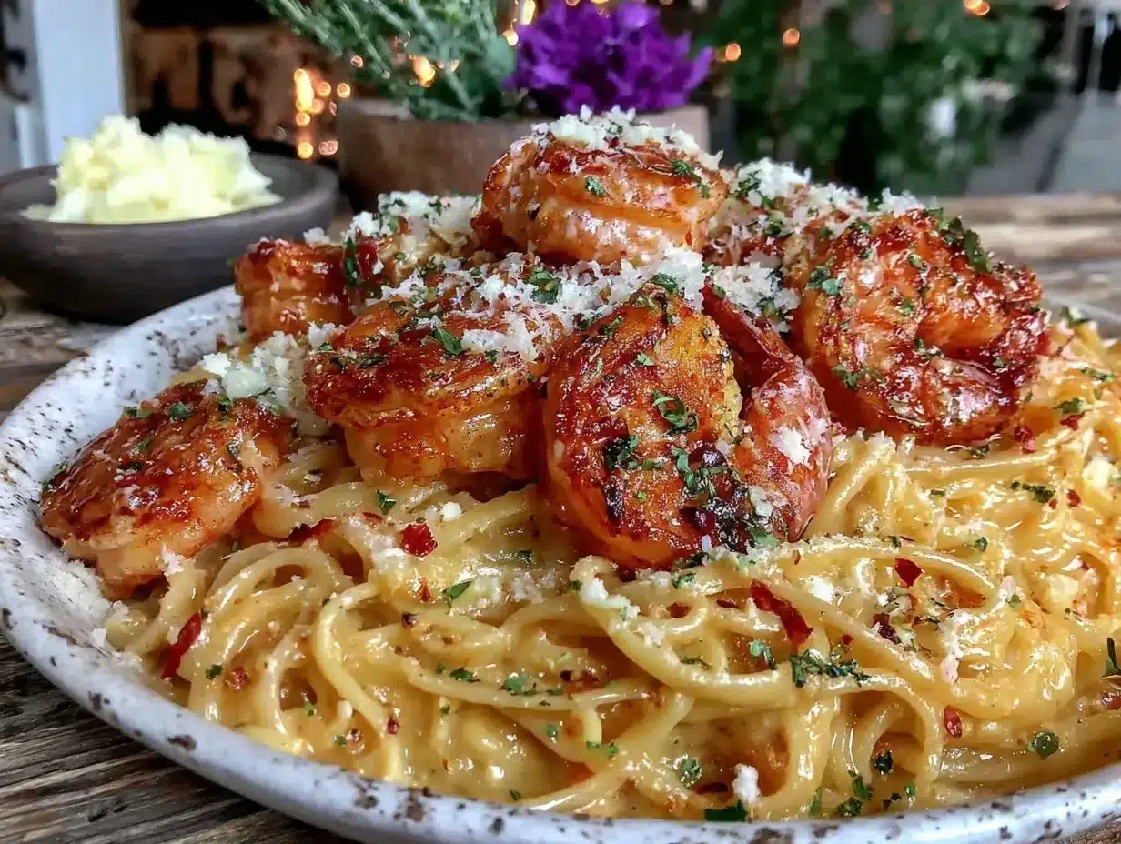 creamy garlic butter shrimp pasta preparation steps