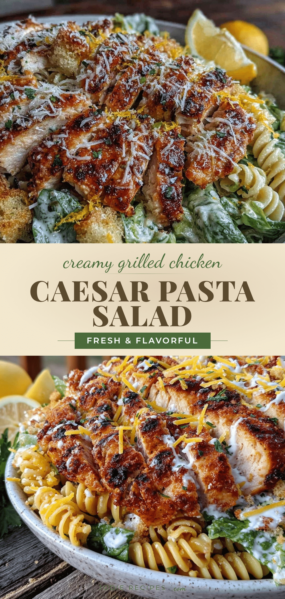 creamy grilled chicken caesar pasta salad recipe