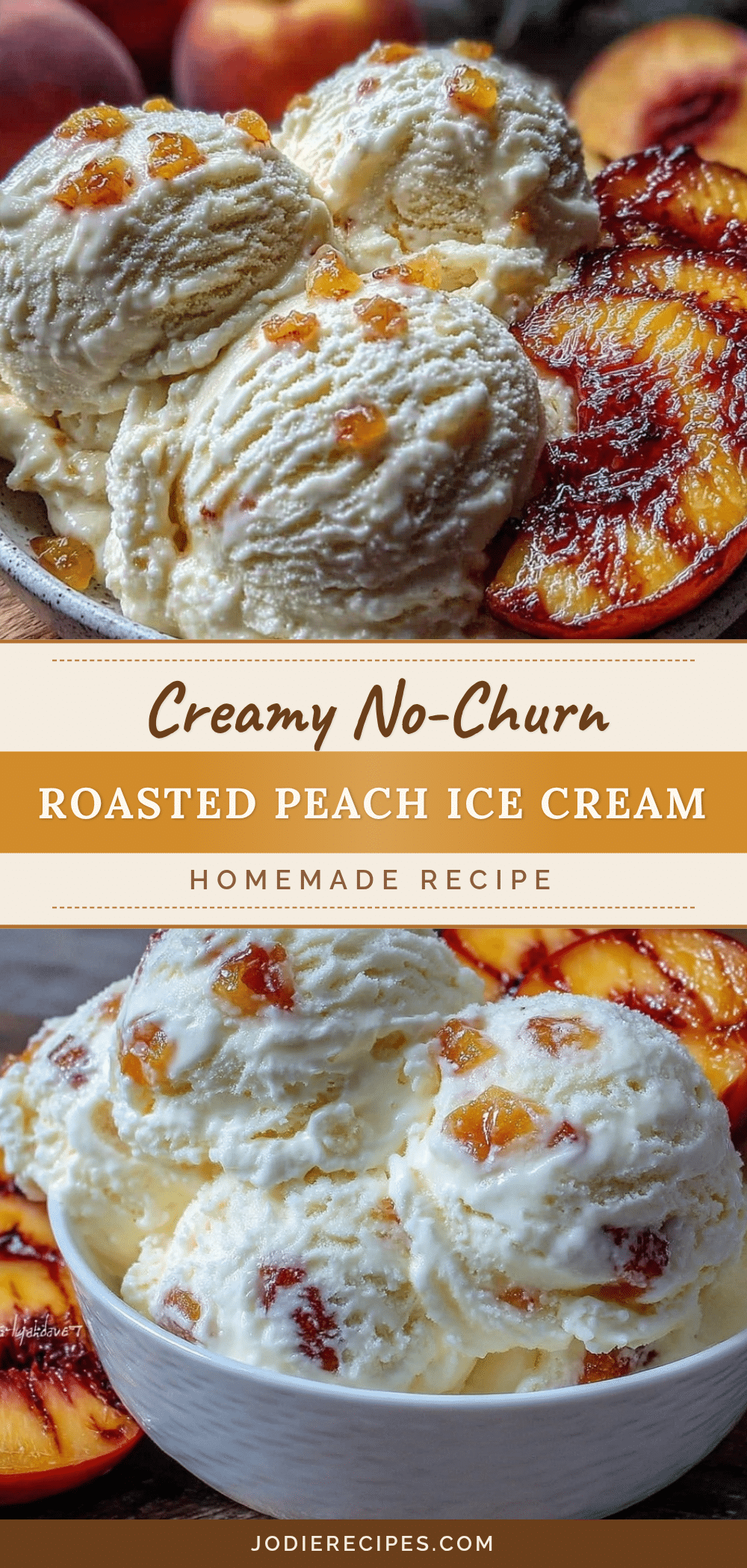 creamy no-churn roasted peach ice cream recipe