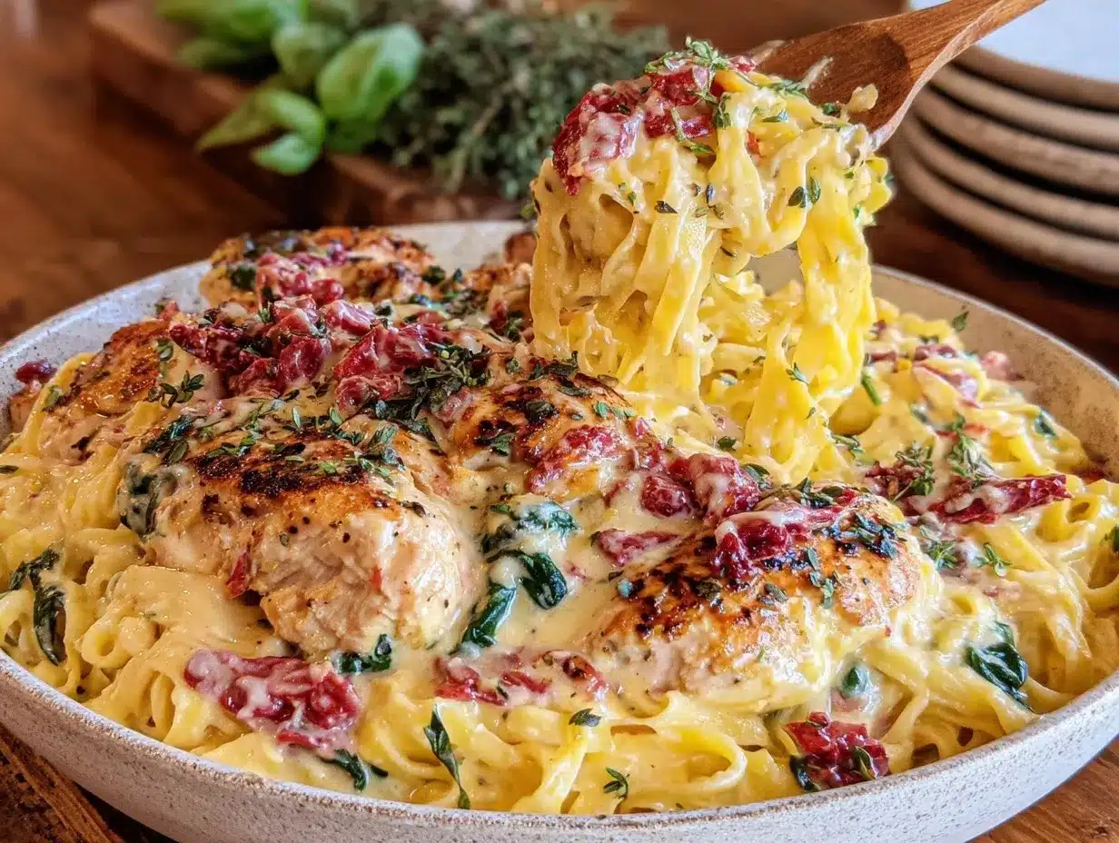 creamy one-pot tuscan chicken pasta preparation steps