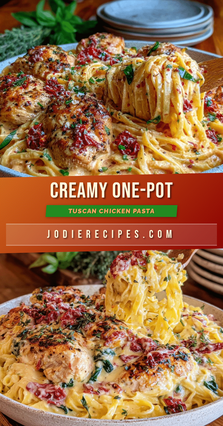 creamy one-pot tuscan chicken pasta recipe
