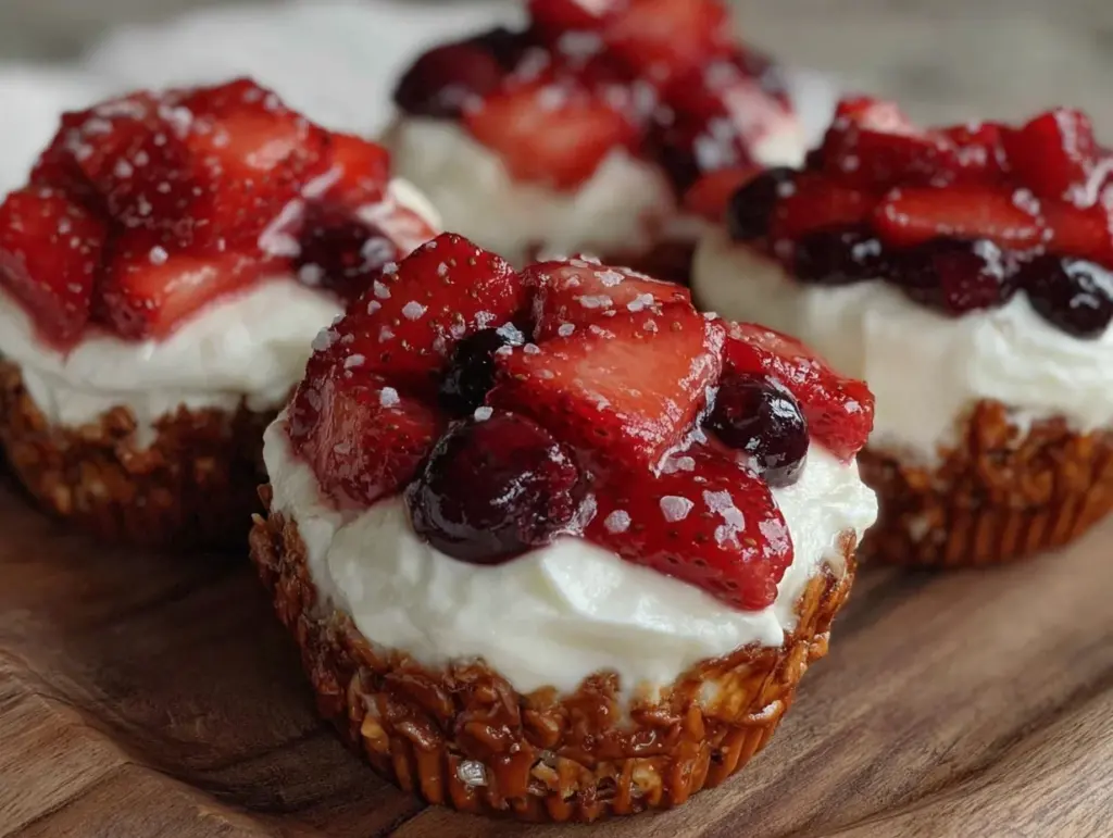 Creamy Patriotic Strawberry Pretzel Salad Cups - featured image