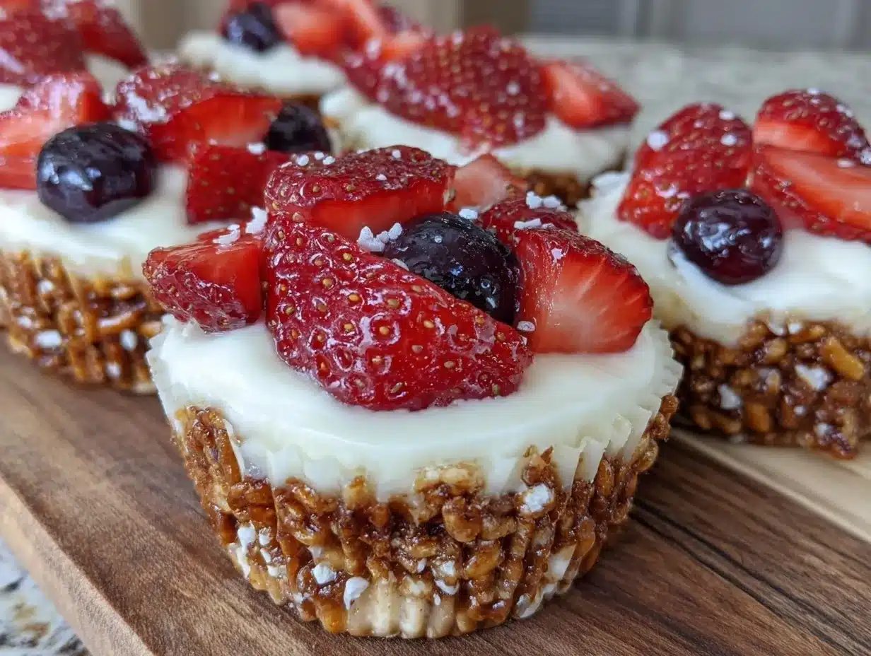 Creamy Patriotic Strawberry Pretzel Salad Cups preparation steps