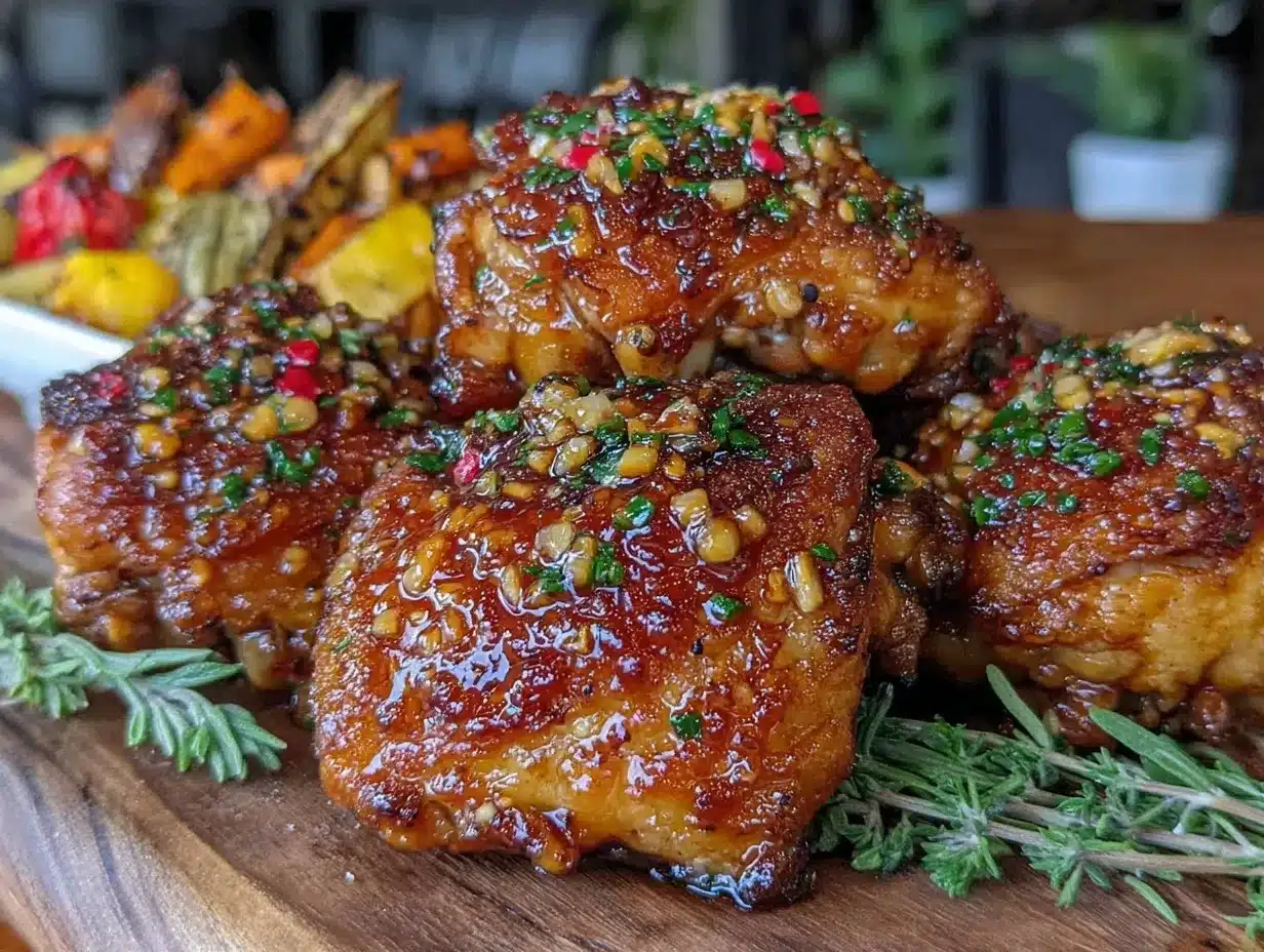 crispy honey garlic glazed chicken thighs preparation steps