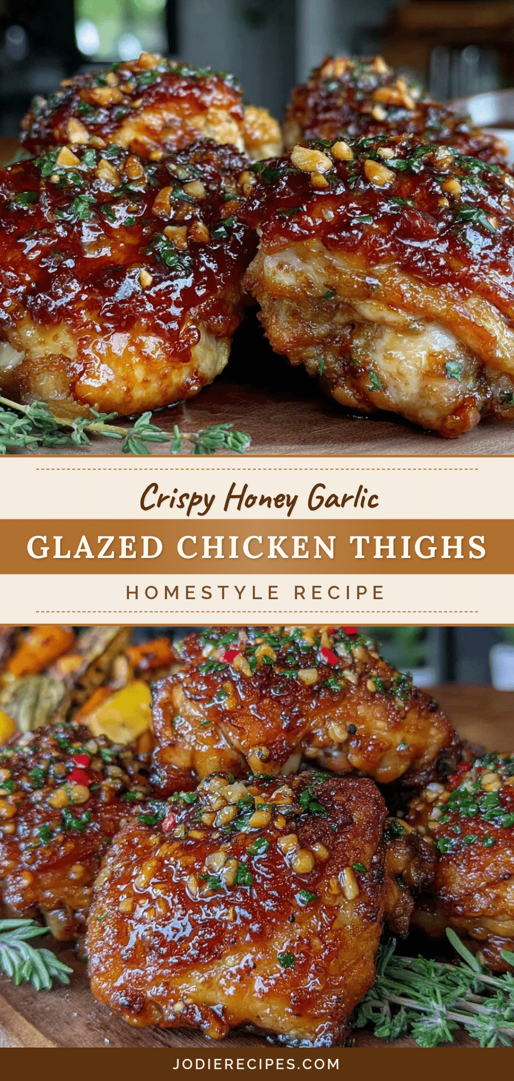 crispy honey garlic glazed chicken thighs recipe