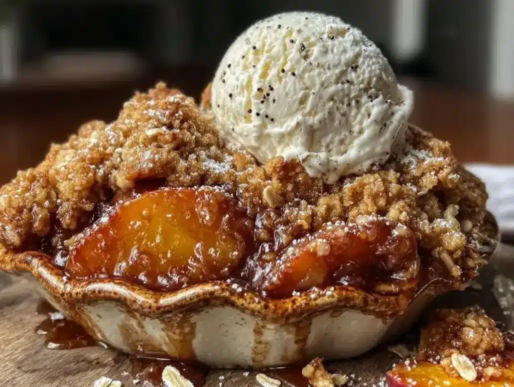 easy bourbon peach crisp - featured image