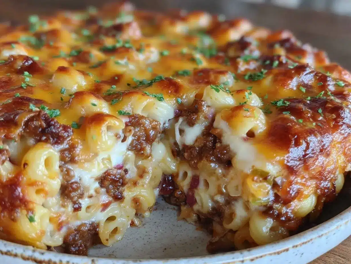 easy cheesy dump-and-bake cheeseburger casserole preparation steps
