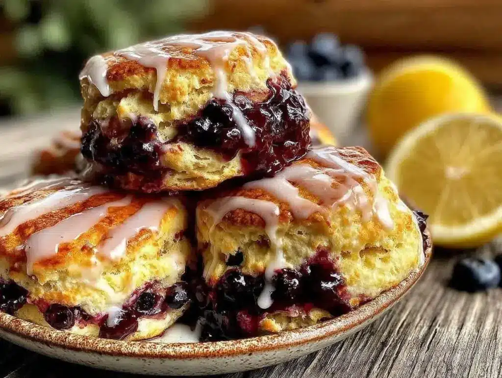 fluffy huckleberry lemon cream scones - featured image