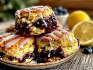 fluffy huckleberry lemon cream scones - featured image