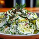 fresh creamy dill cucumber salad without mayo - featured image