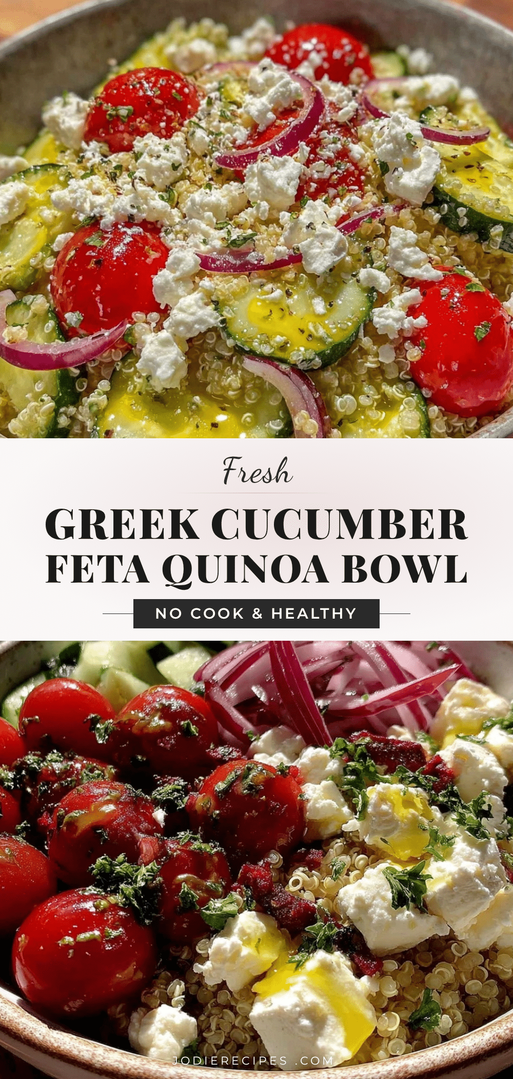 fresh greek cucumber feta quinoa bowl recipe