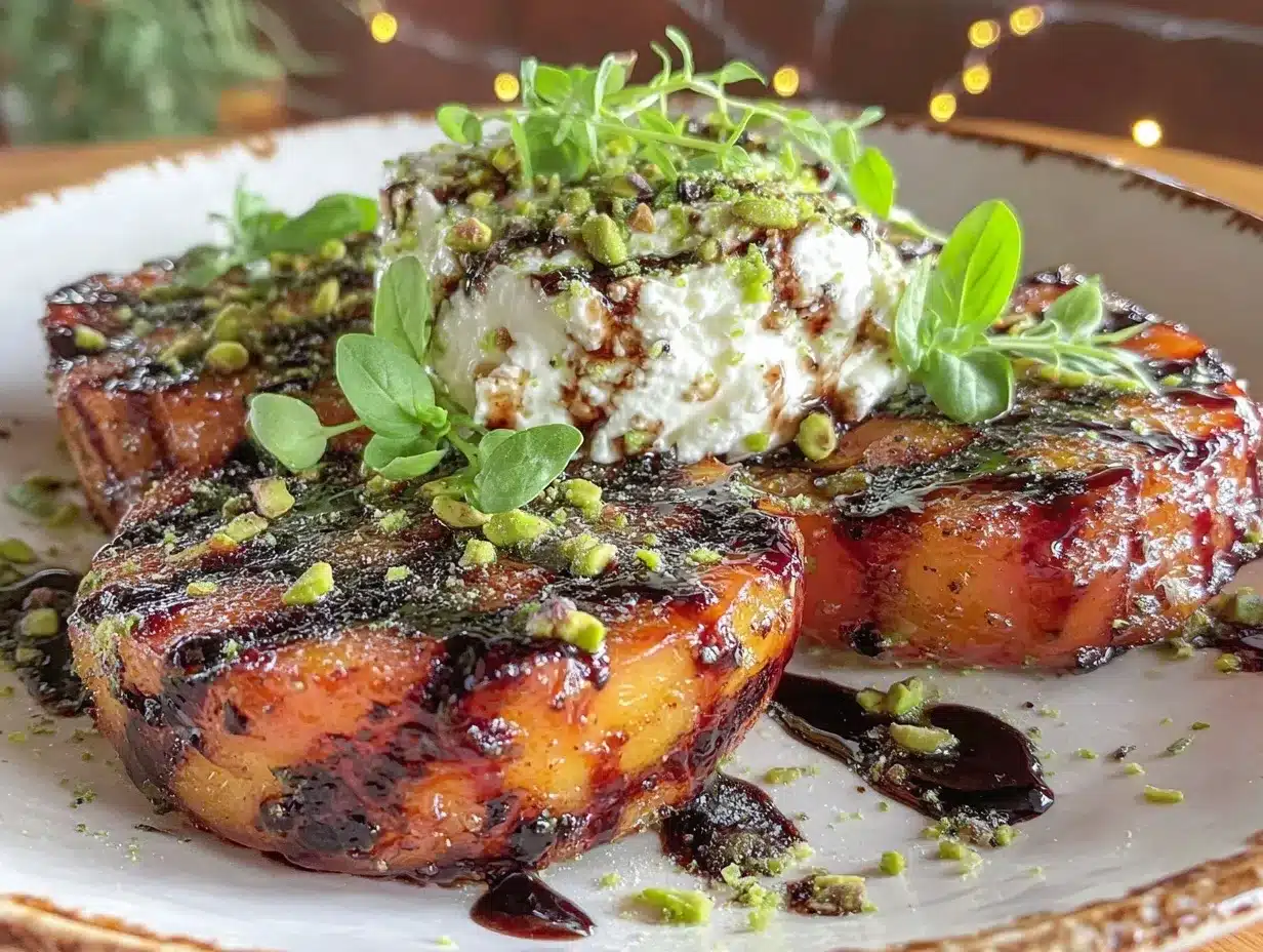fresh grilled peach burrata salad preparation steps