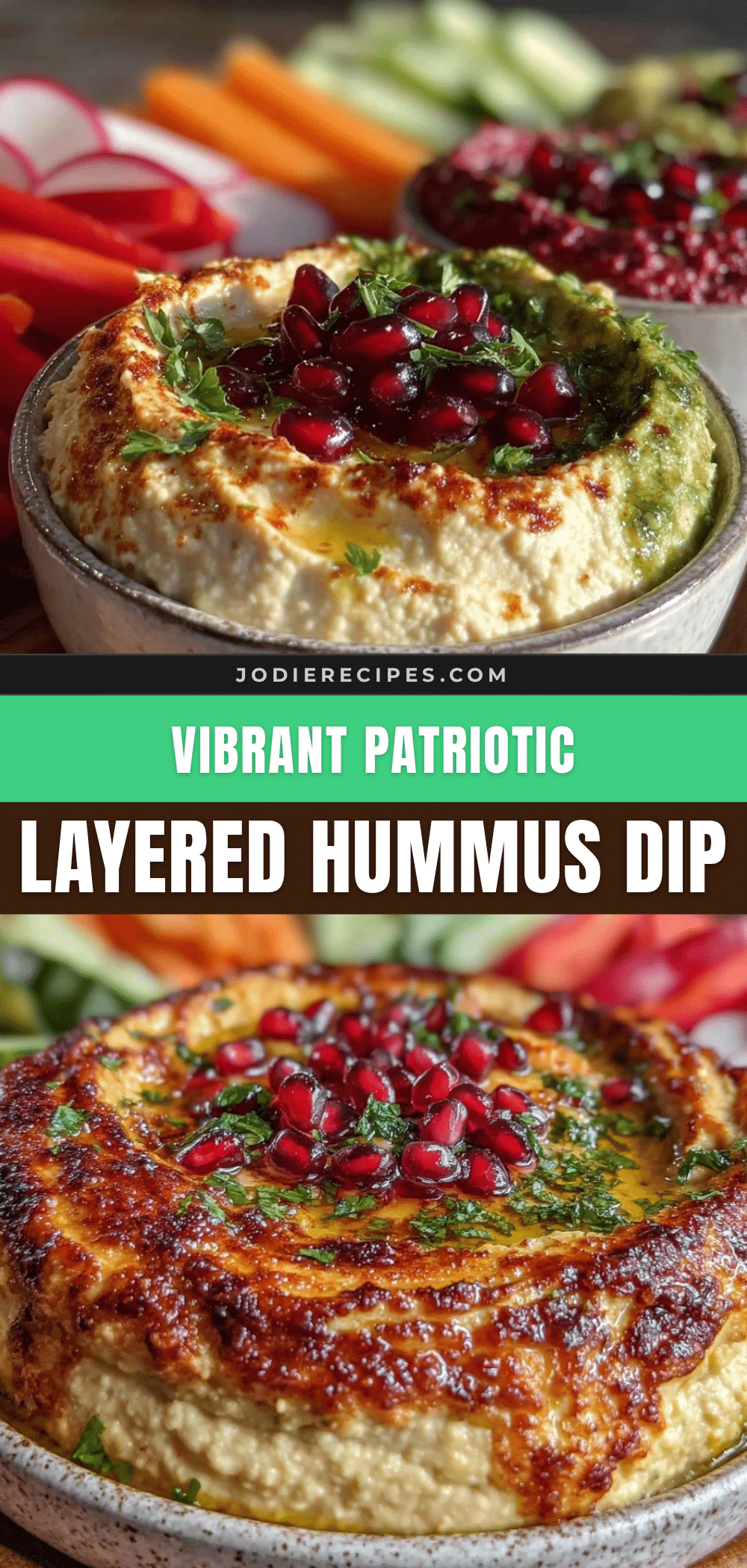 Fresh Patriotic Layered Hummus Dip recipe