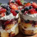 fresh red white and blue berry trifle - featured image