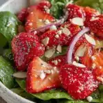 fresh strawberry spinach salad - featured image